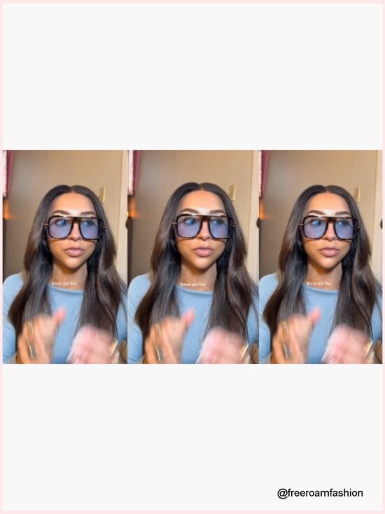 Vintage Gold Square Oversized Sunglasses UV Protection main image 6
